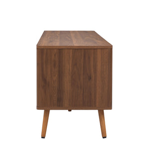 TV Stand With 2 Drawers, Media Console Table For TVs Up To 80'' For Living Room - Walnut
