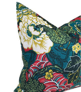 Shanghai Peacock Pillow Cover in Cerise, Schumacher Textiles