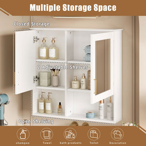 2 In 1 Wall-Mounted Mirror Cabinet With Adjustable Shelves, Soft-Close Doors, High-Definition Mirror & Storage
