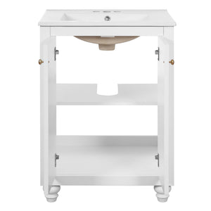 Bathroom Vanity With Ornate Elliptical Motif, Soft Close Hinges