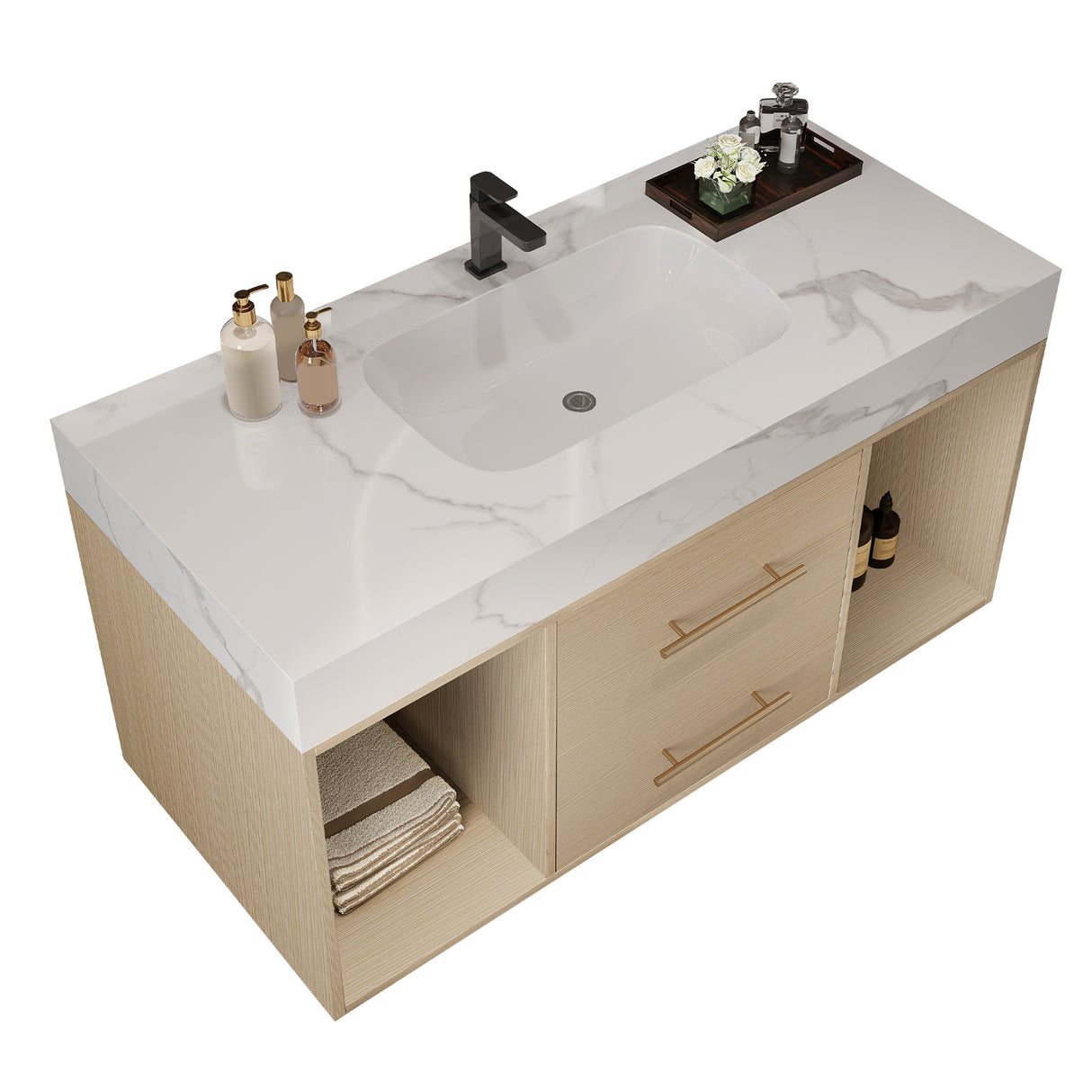 39.4" Floating Bathroom Vanity with Ceramic Sink
