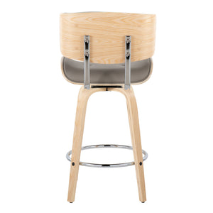 Lombardi - Mid Century Modern Fixed Height Counter Stool With Swivel With Round Footrest (Set of 2)