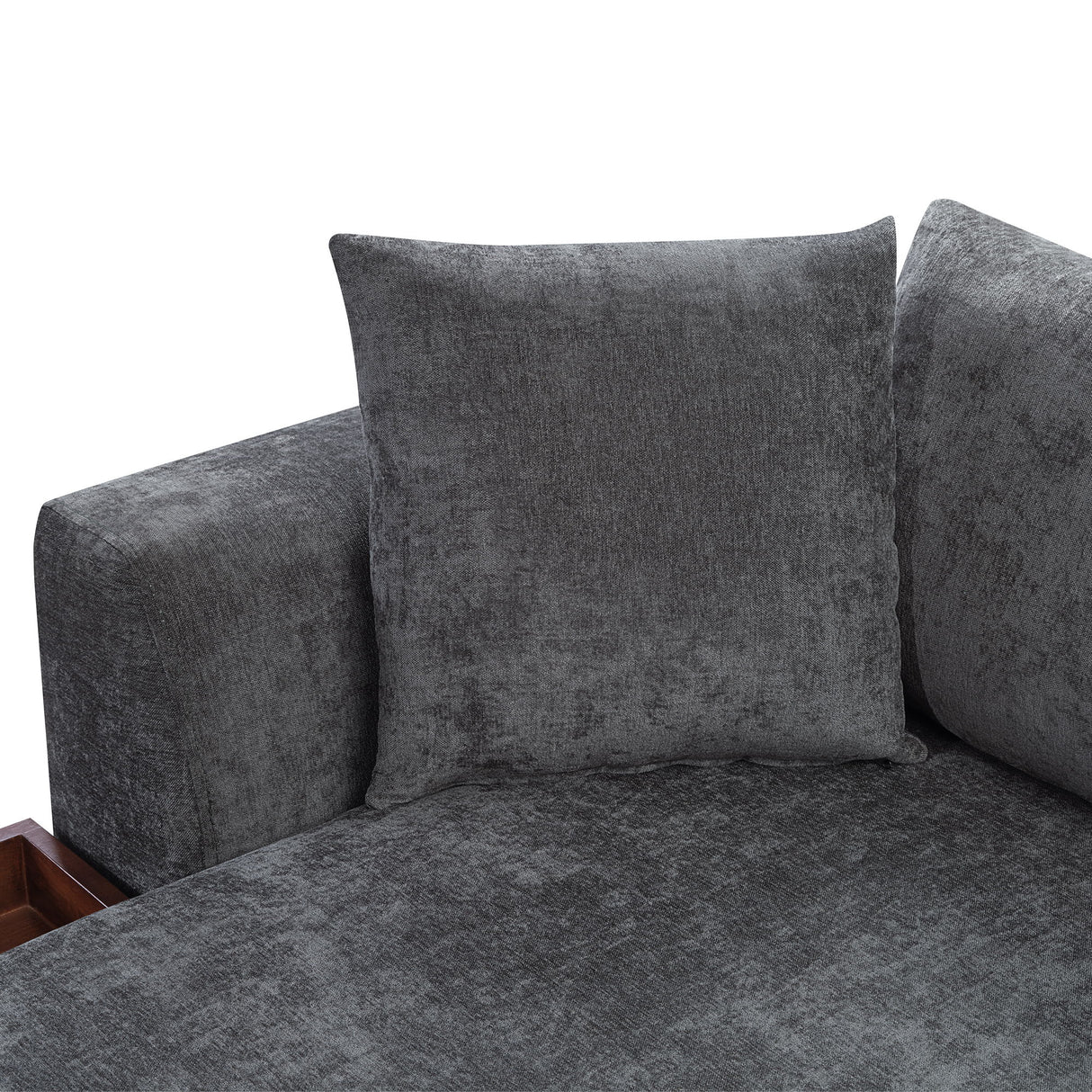 Modern L Shaped Sectional Sofa With Upholstery And Wooden Storage