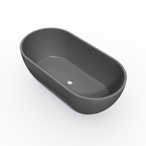 63 Inch Solid Surface Oval Shape Freestanding Bathtub