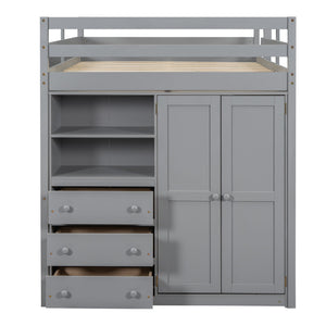 Loft Bed With Built In Wardrobe, Shelves And Drawers