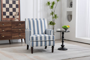 Upholstered Accent Chair, Vintage Armchair with Striped Upholstery