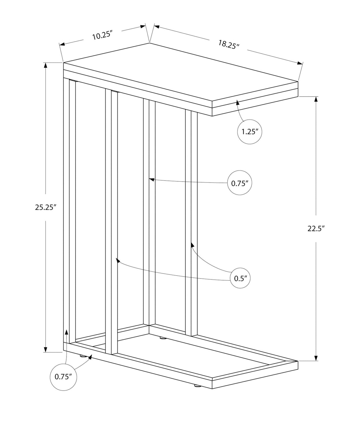 Accent Table, C - Shaped, Tempered Glass, Stylish Design Contemporary & Modern - Best Buy Furniture