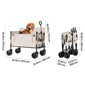 Foldable Wagon Cart Converts to Bench 550lb Load & 220L Utility Wagon for Camp