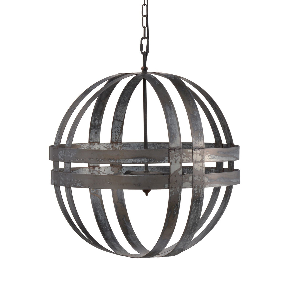 4 Light Galvanized Chandelier with Adjustable Chain