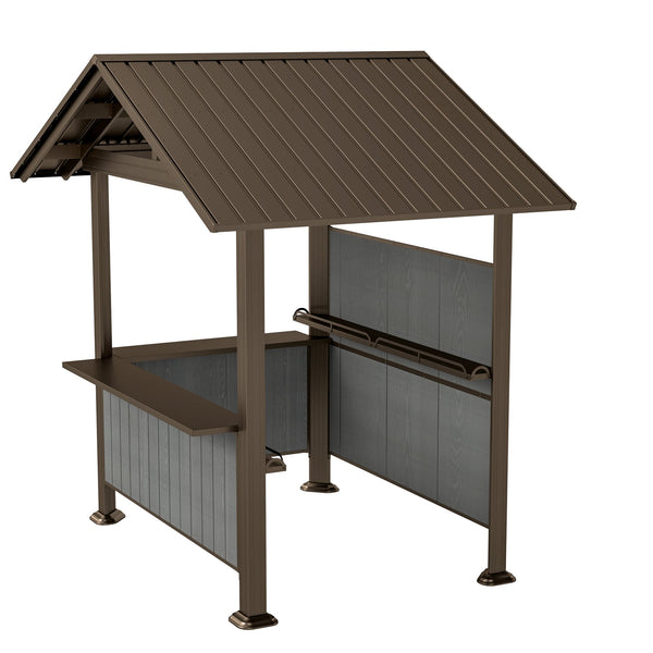 9.4x6.2 FT Hardtop Grill Gazebo with Storage Shelves & Resin Shade System