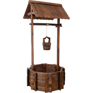Rustic Wooden Wishing Well Planter