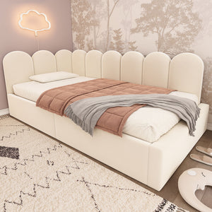 Upholstered Daybed With Metal Slatted Base