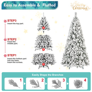 7FT Flocked Christmas Tree with 450 Warm White LED Lights