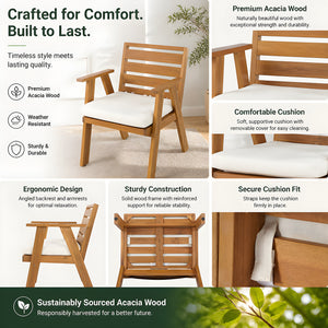 Outdoor Dining Chairs Set of 2, Acacia Wood Patio Chairs