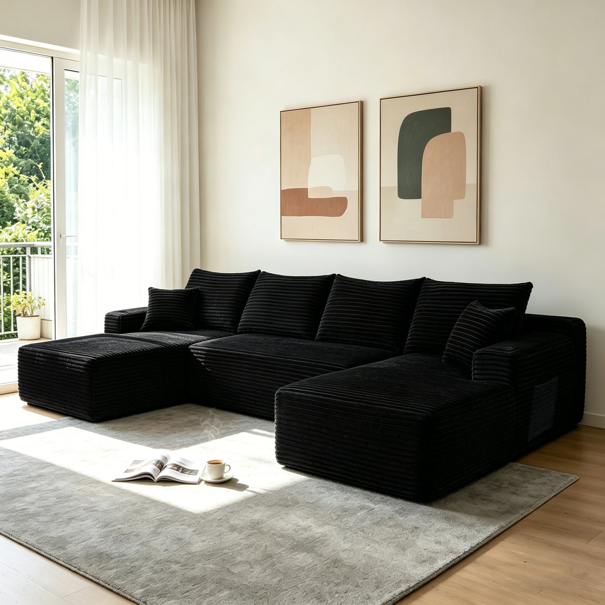 126" Cloud Sectional Sofa with U-Shape Chaise