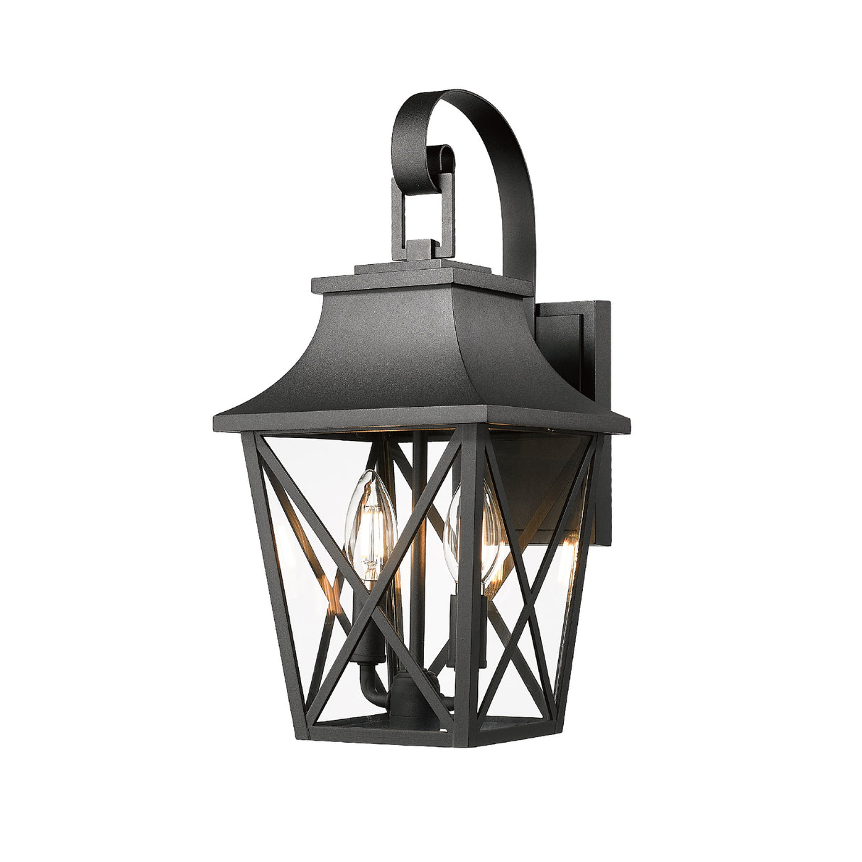 Black Outdoor Wall Lantern 2-Light