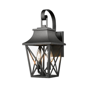 Black Outdoor Wall Lantern 2-Light