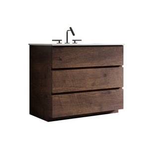 TIA 36-Inch Walnut Bathroom Vanity with Ceramic Sink Basin