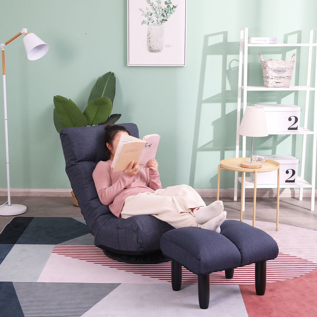 Adjustable Japanese Reclining Floor Chair Sofa With Metal Frame For Living Room