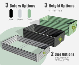 8x4x2 Ft Galvanized Raised Garden Bed