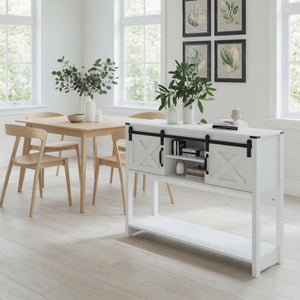 Farmhouse Entryway Table With Sliding Barn Door