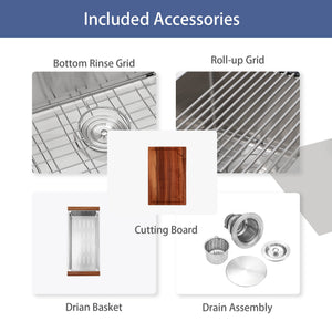 Topmount Stainless Steel Kitchen Sink With Workstation Ledge And Accessories