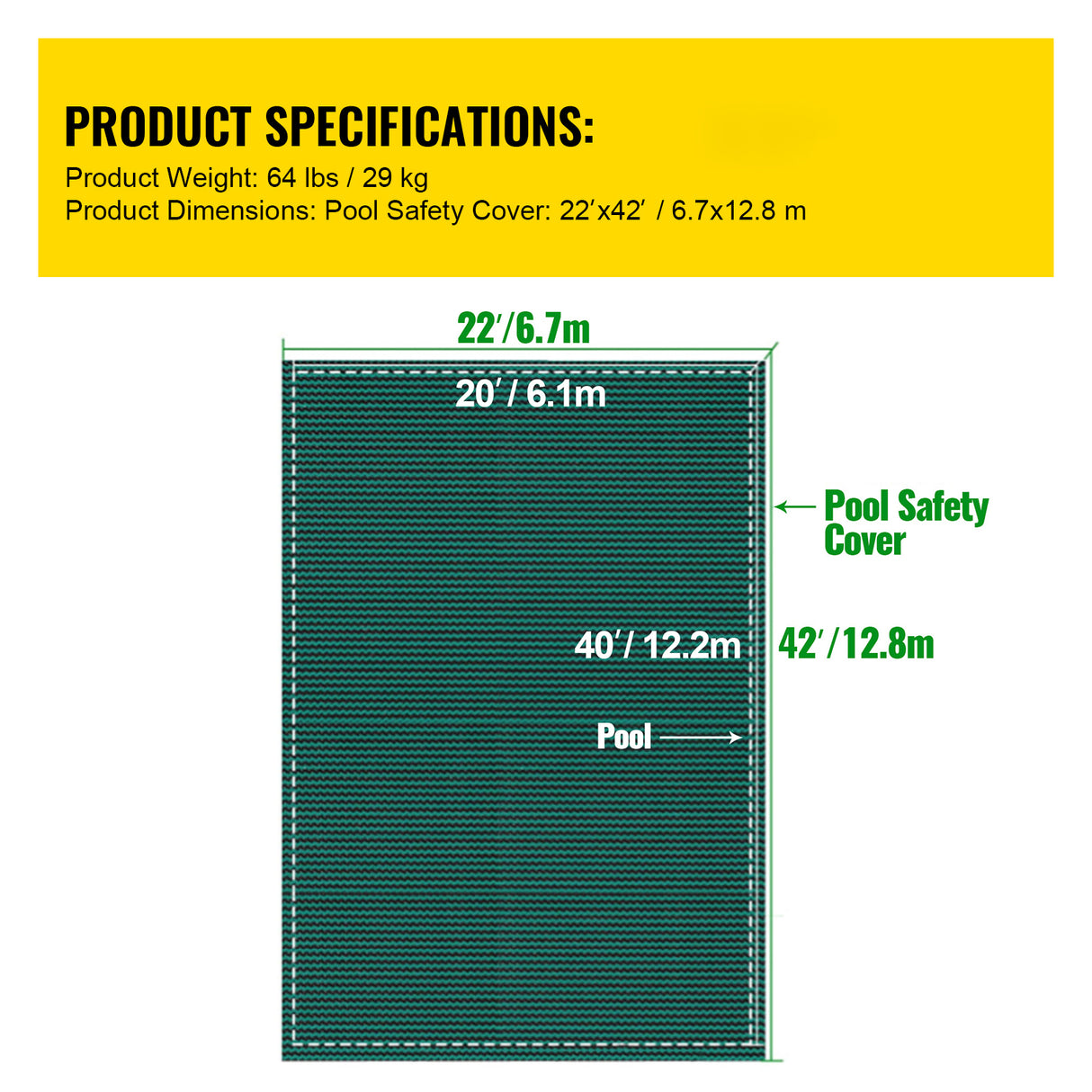 Pool Safety Cover Fits 20x40ft Rectangle Inground Safety Pool Cover
