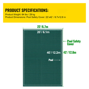 Pool Safety Cover Fits 20x40ft Rectangle Inground Safety Pool Cover