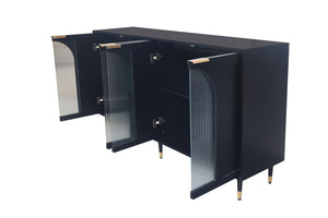 Accent Cabinet Lacquered Wooden Cabinet With 4 Glass Doors Sideboard Buffet Server Cabinet Storage Cabinet, For Living Room, Entryway, Hallway, Office, Kitchen And Dining Room