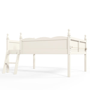 Full Size Low Loft Bed with Full-Length Guardrails