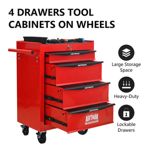 Rolling Metal Tool Chest with 4 Drawers