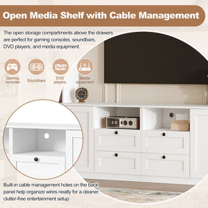 Farmhouse Elegant Entertainment Center Wall Unit with 4 Drawers