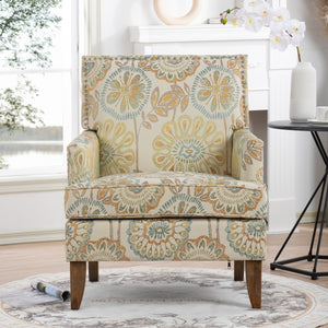 Chairone House Beige Yellow Accent Chair with Birch Legs and High-Density Sponge - view 2