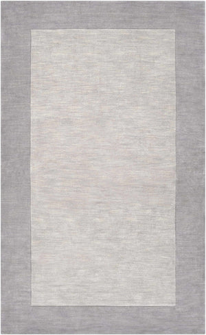 Bordered Solid Gray Wool Rug