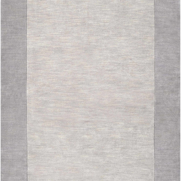 Bordered Solid Gray Wool Rug