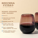 Segunda Vida Rosado Stemless Wine Glasses