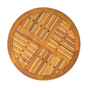 Outdoor Round Acacia Wood Accent Table - 27.5" Teak