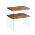 CJ FURNITURE-----W1718 Light Brown Side Table with Tempered Glass Top
