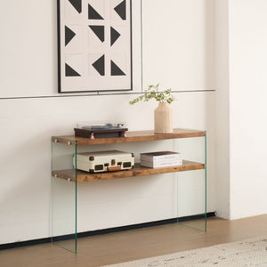 CJ FURNITURE-----W1718 Light Brown Side Table with Tempered Glass Top - view 8