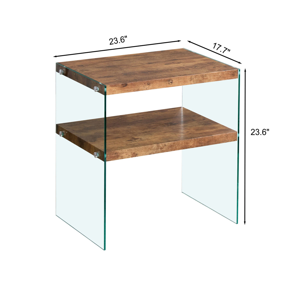 CJ FURNITURE-----W1718 Light Brown Side Table with Tempered Glass Top - view 9