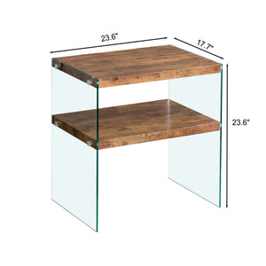 CJ FURNITURE-----W1718 Light Brown Side Table with Tempered Glass Top - view 9