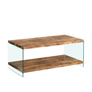 CJ FURNITURE-----W1718 Light Brown Side Table with Tempered Glass Top - view 3