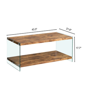 CJ FURNITURE-----W1718 Light Brown Side Table with Tempered Glass Top - view 3