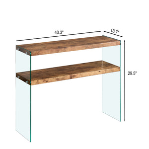 CJ FURNITURE-----W1718 Light Brown Side Table with Tempered Glass Top - view 6