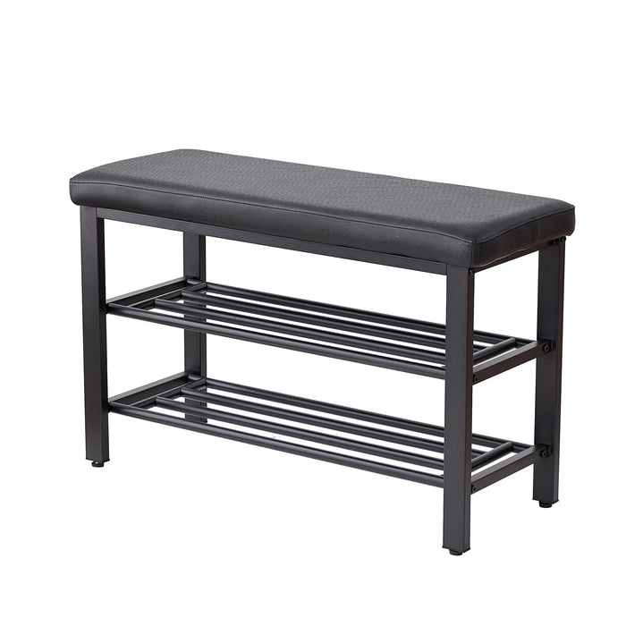 CJ FURNITURE-----W1718 Shoe Bench With Cushion Storage Seat in Black