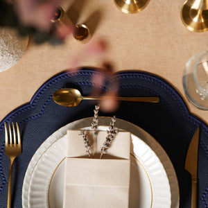 Nurture Navy Blue Round Faux Leather Placemat