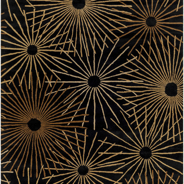 Clover Black Modern Wool Rug