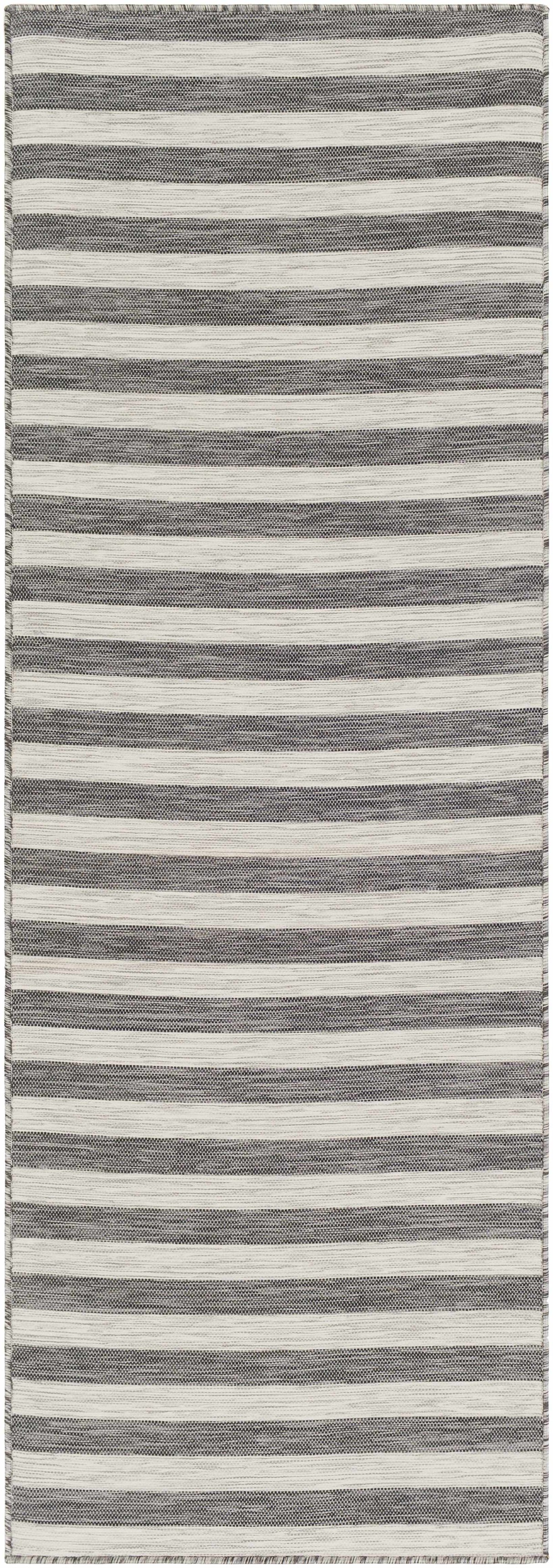 Bongaree Black&Gray Striped Flatweave Carpet - Clearance