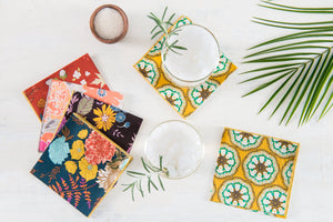 Winter Blue Floral Cloth Napkins, Set of Four