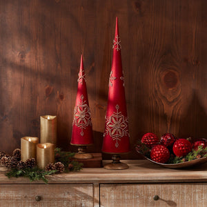 Cone Pine Tree with Beaded Snowflake (Set of 2) - Tuesday Morning - Decorative Objects